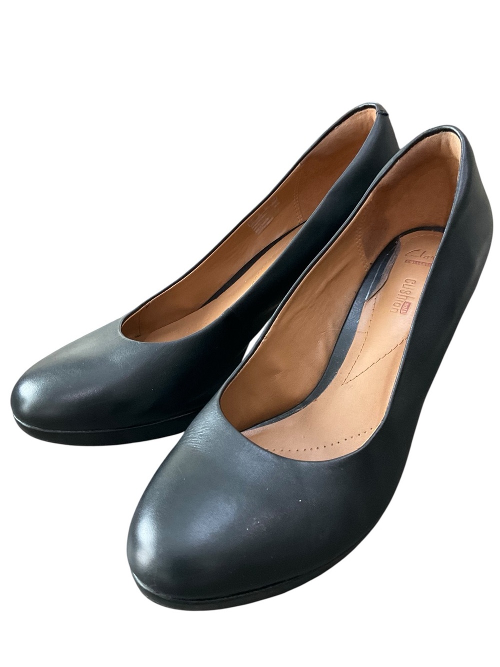 Clarks Women’s Black Leather Upper Heel Shoes Size 10 EUC